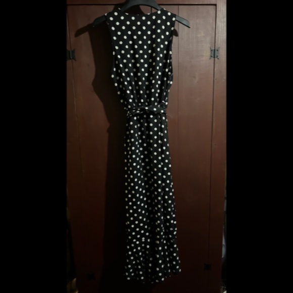 Dokuritu Polka Dot Midi Ruffled Wrap Dress Black/White Size L - NWT - Picture 9 of 16
